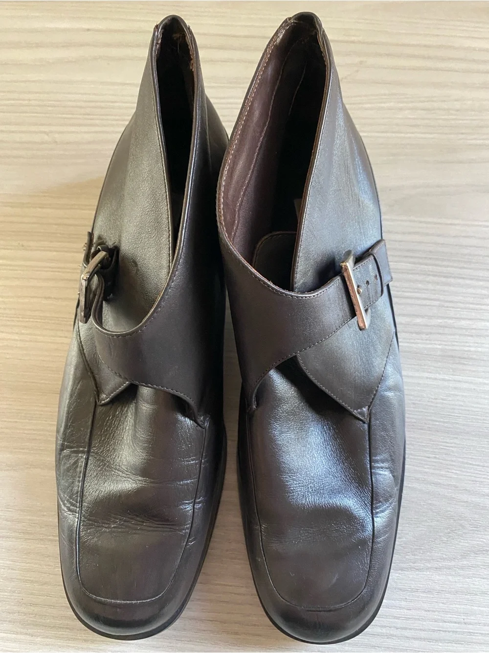 Women’s Etienne Aigner Dark Brown Leather Chukka Monk Strap ankle boots